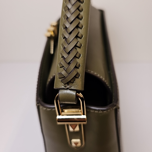 Michael Kors medium Karlie crossbody satchel olive leather gold hardware bag - Picture 7 of 14